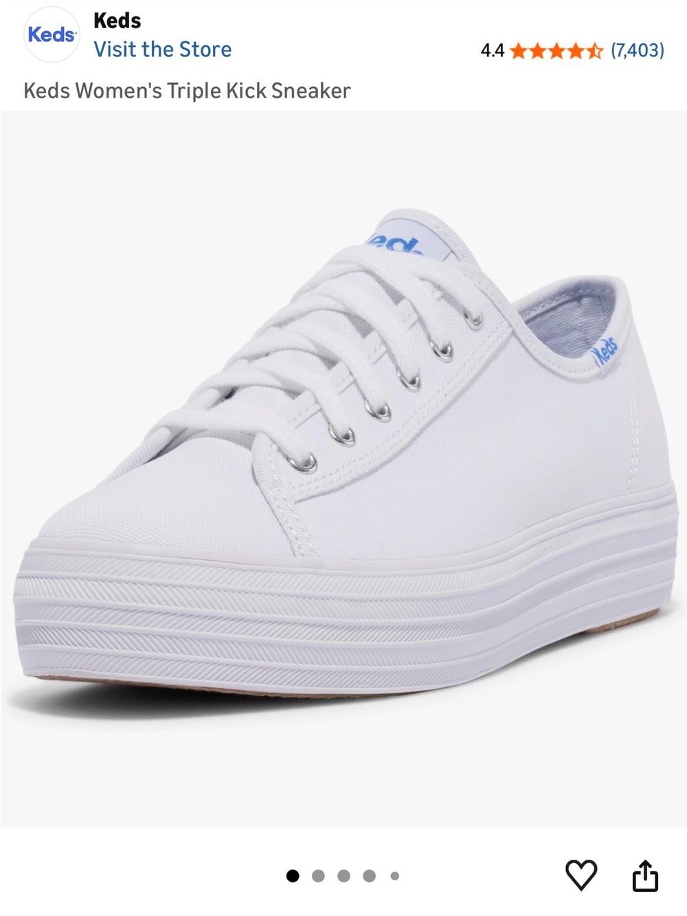 Keds Women's Triple Kick Platform Sneaker - White with Blue Logo
